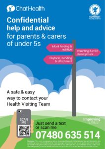 Chat Health Confidential help and advice for parents and carers of under 5's poster