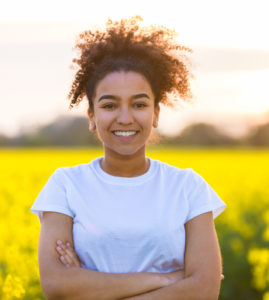 Woman in field photograph