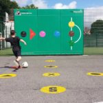 Boy kicking a ball