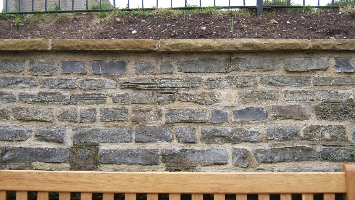 Photo of the restored stone wall