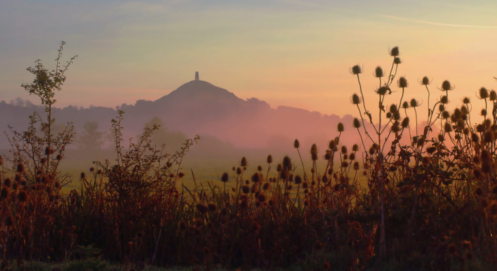 Picture of Glastonbury tor at sunset