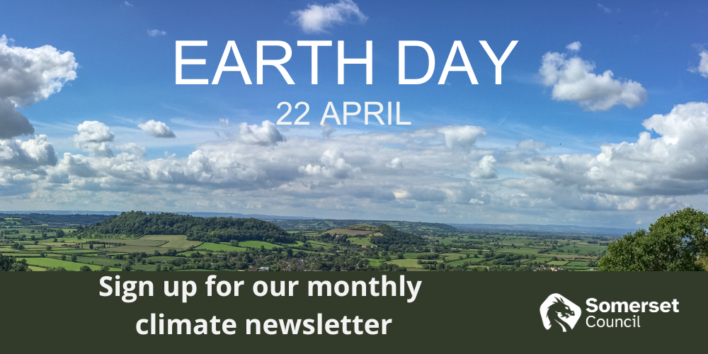 Image of Somerset landscape. Sign up for Somerset Council's climate newsletter