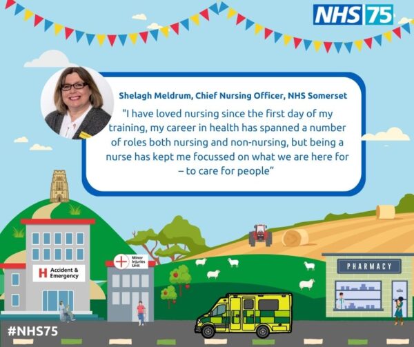 Cartoon visual with NHS colleague story