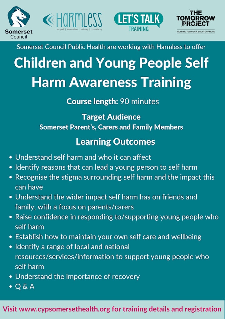 Self harm awareness training poster
