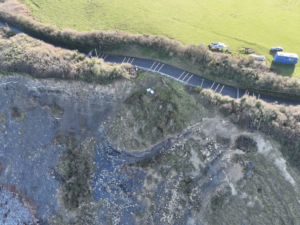 Aerial view of erosion damage