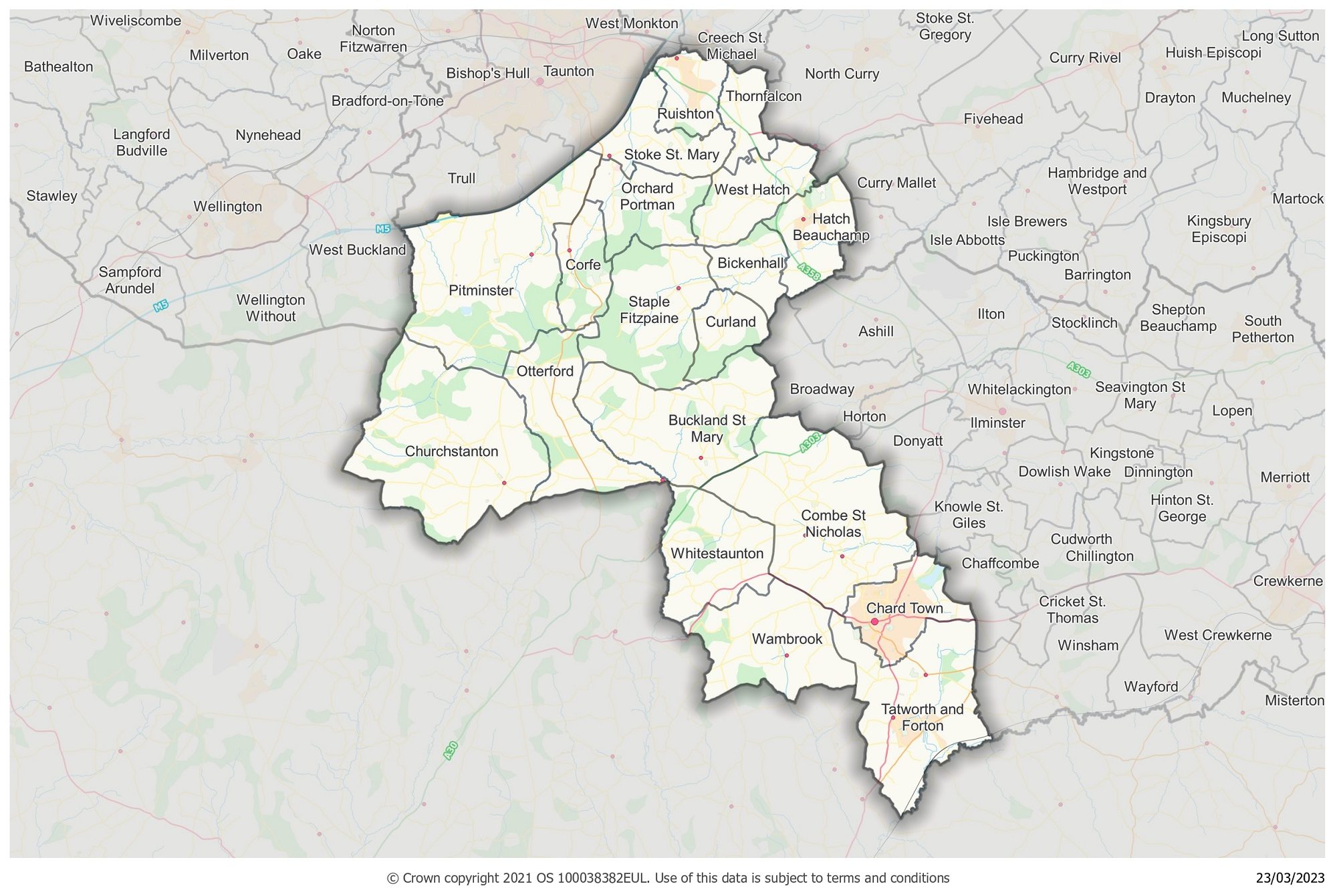 Chard and Blackdowns local community networks area map