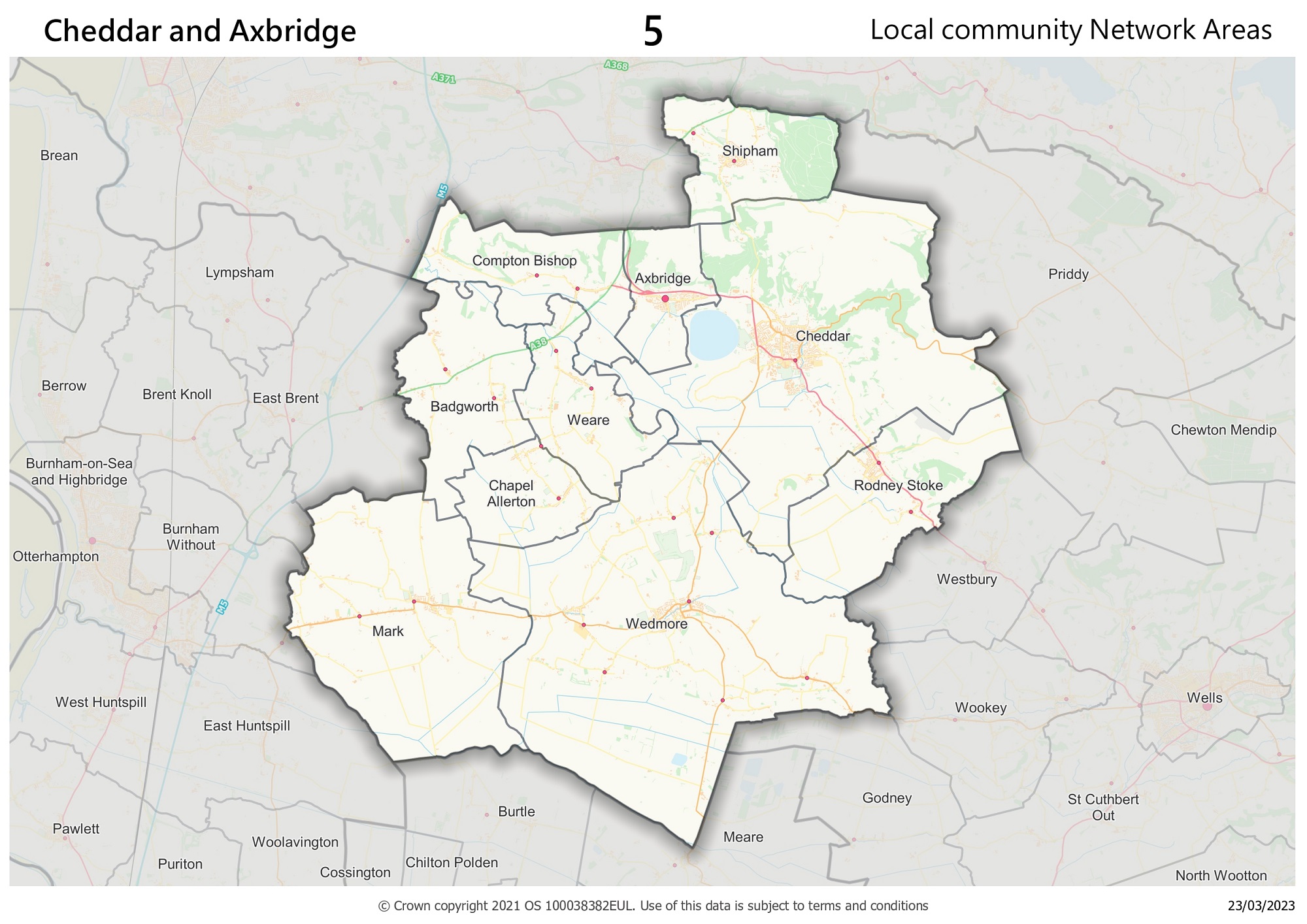 Cheddar and Axbridge local community network area map