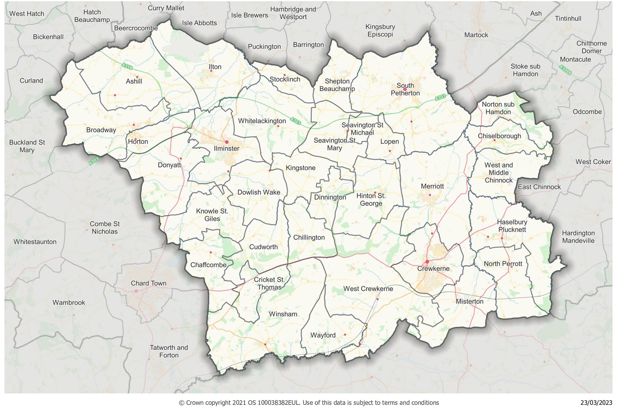 Crewkerne and Ilminster local community network area map