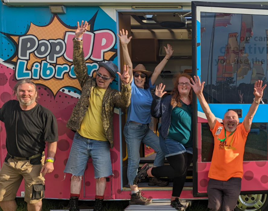 The pop-up library at last year's Glastonbury Festival