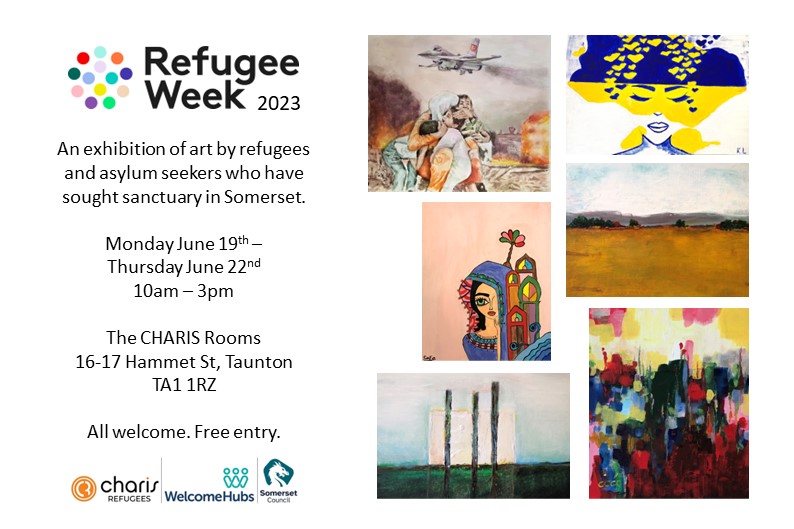 Invitation to an exhibition of art by refugees