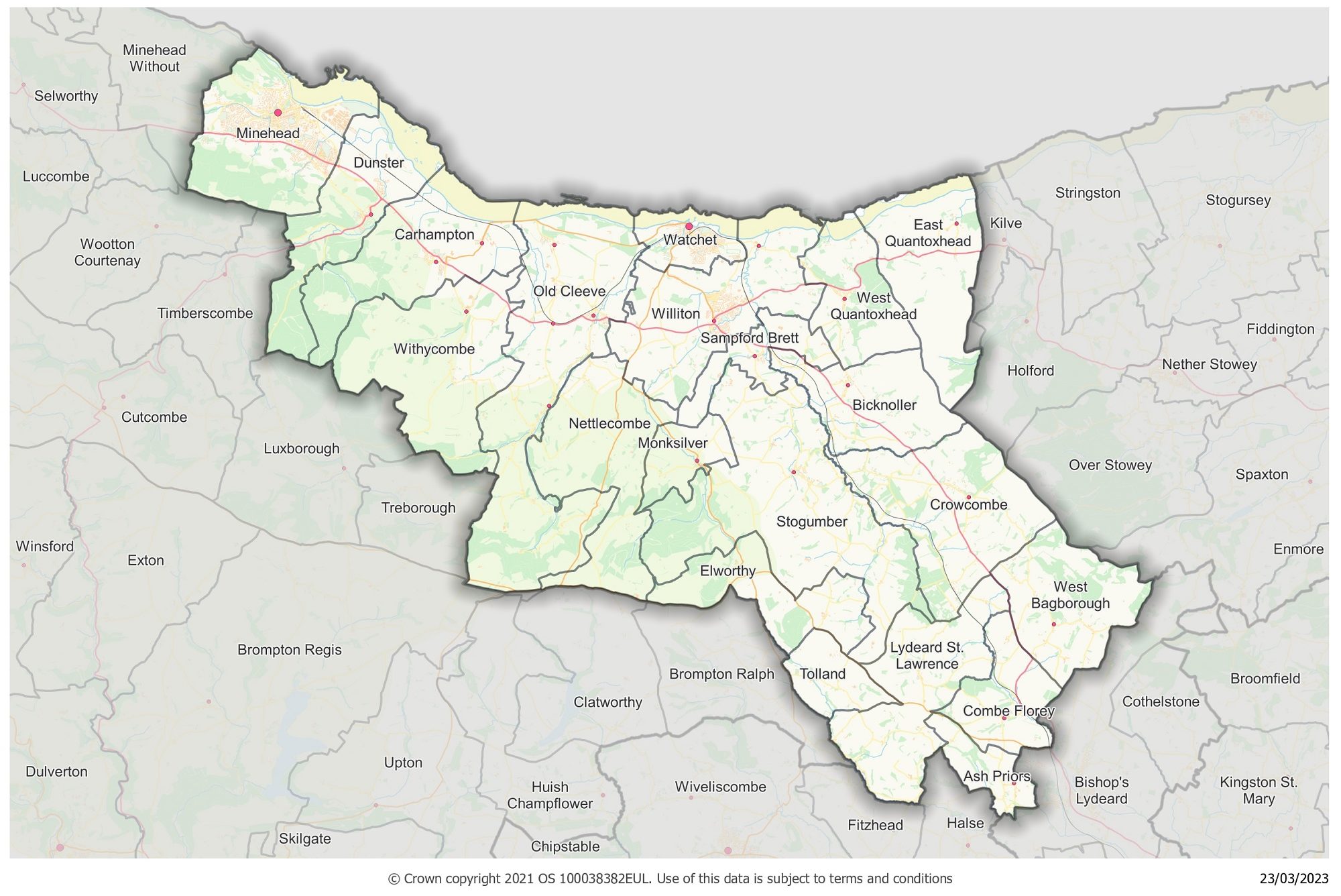 Minehead and Watchet local community network area map