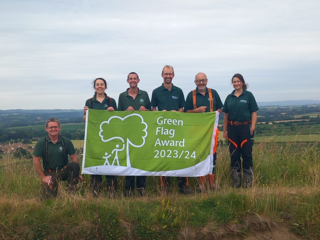 Ham Hill Countryside team flying the Green Flag at Ham HIll