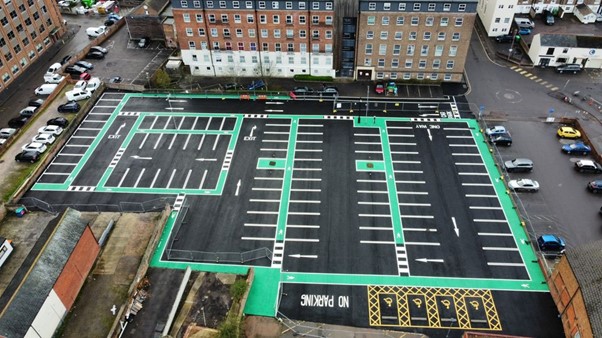 An ariel view of the upgraded Crescent Car Park