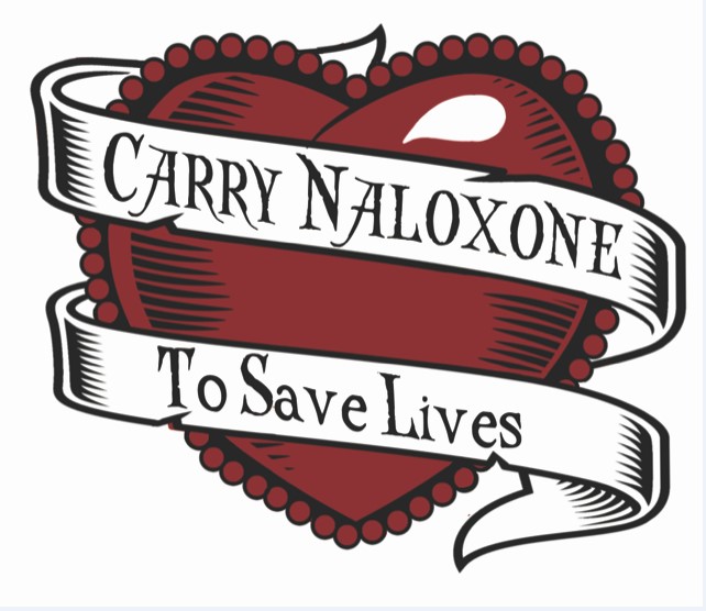 heart logo with message carry naloxone to save lives
