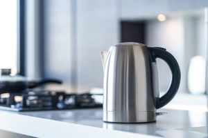 A kettle on a kitchen counter