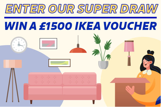 Graphic illustrating the Ikea voucher lottery prize