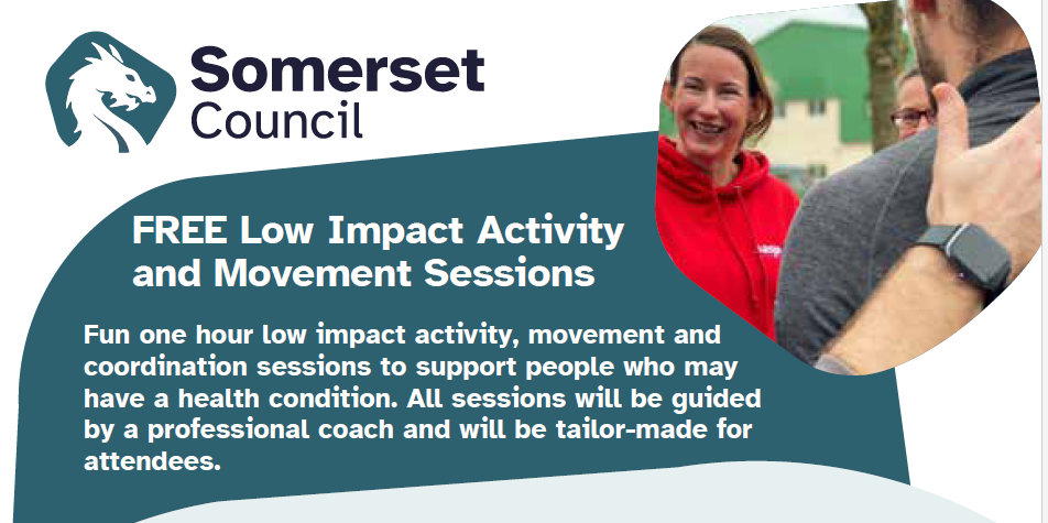 A flyer advertising the low impact activity sessions and their benefits