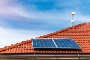 Solar panels mounted on a roof