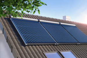 Solar thermal panels mounted on a roof