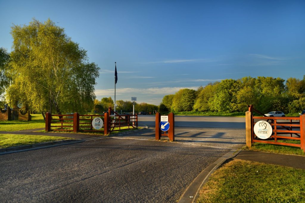 Apex Park entrance and car park