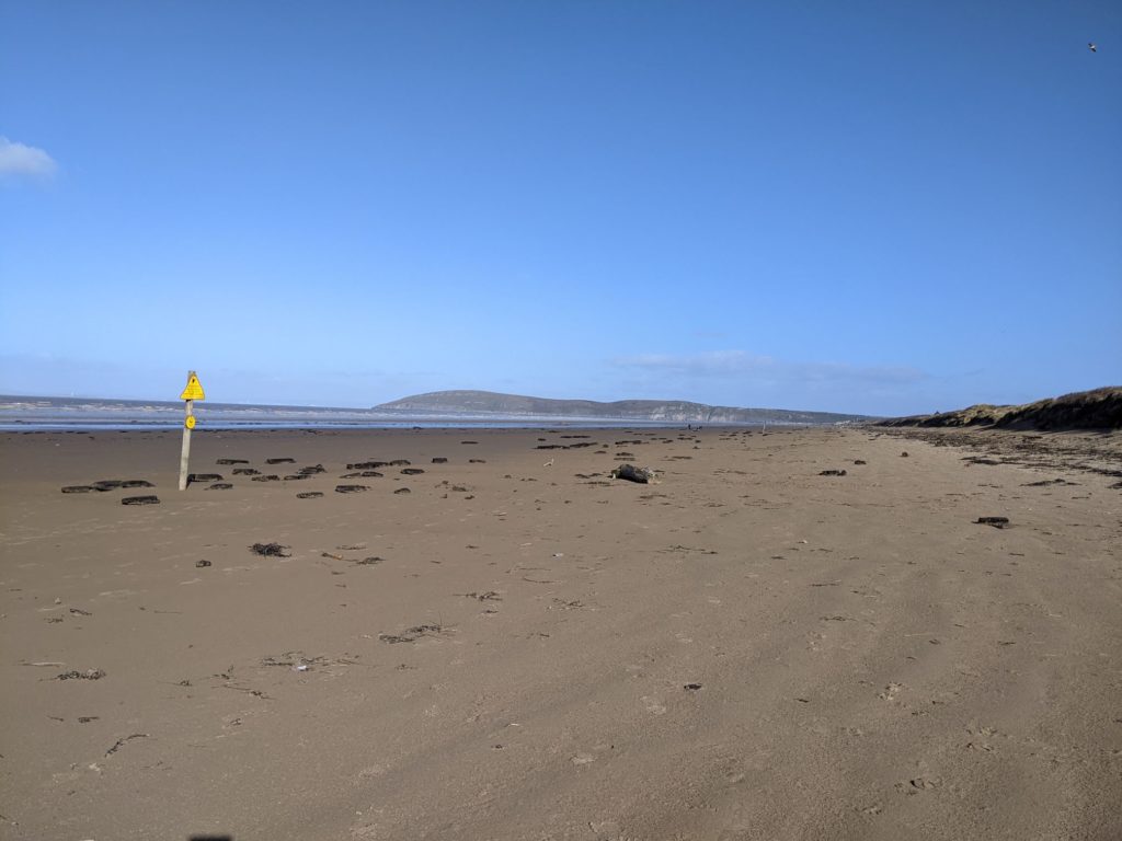 Brean beach with the sea in the distance