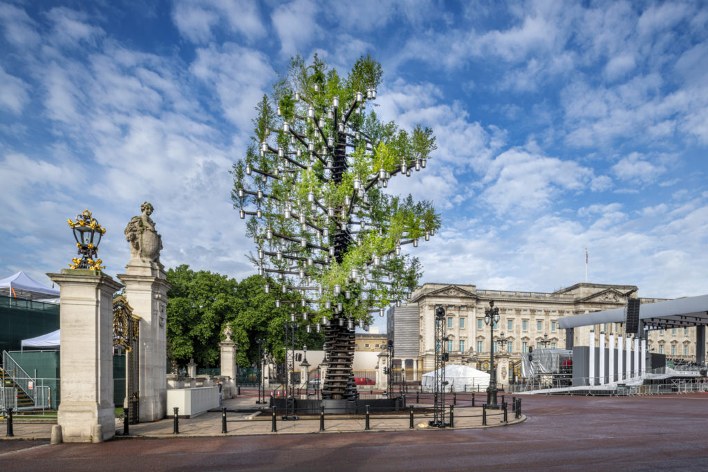 The Tree of Trees, to mark the Queen's Green Canopy for Her Majesty's platinum Jubilee 2022 by Heatherwick Studios 31 May 2022.