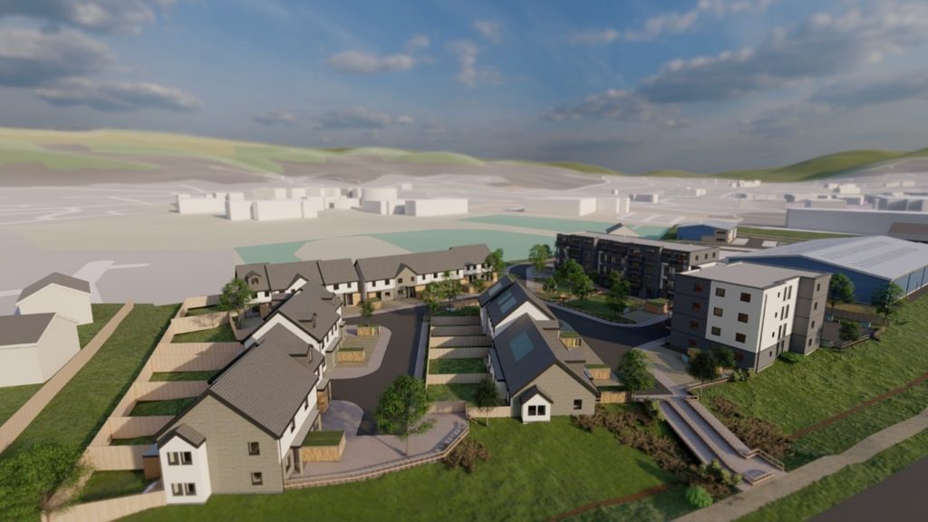 Artist's impression of homes built as part of the Rainbow Way Project.