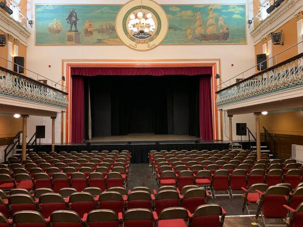 Bridgwater Town Hall Theatre, interior seating area facing the stage