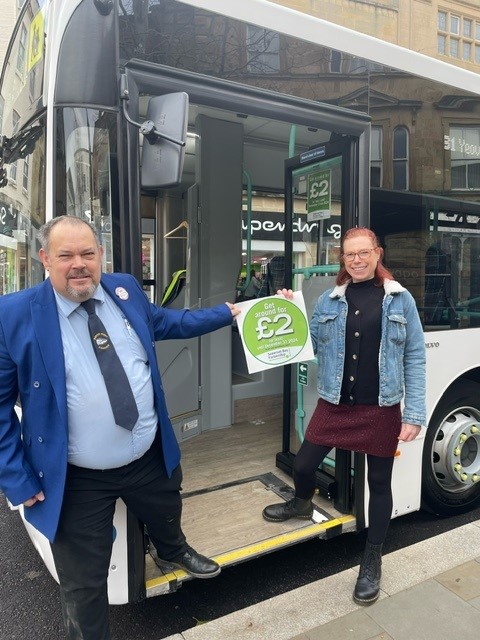 David Edon, South West Coaches and Linda Snelling, Lead of Yeovil Bus Users Group, Taunton Bus Users Group, Member of Somerset Bus Partnership.