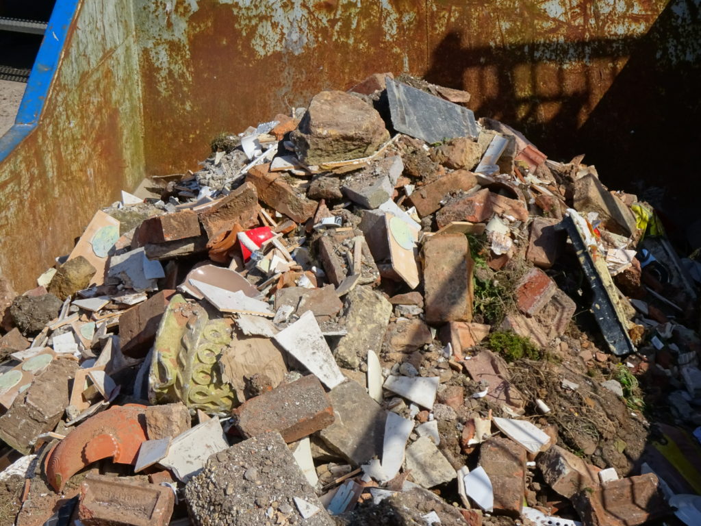 Rubble in a skip at the Recycling Site