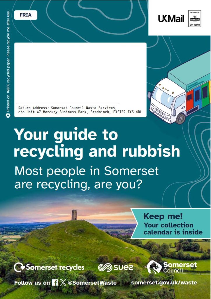 Example front cover of service guide for waste collection