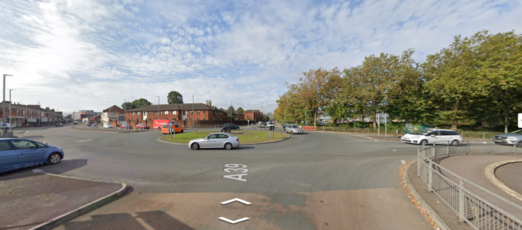 Vehicles on the A38/39 roundabout