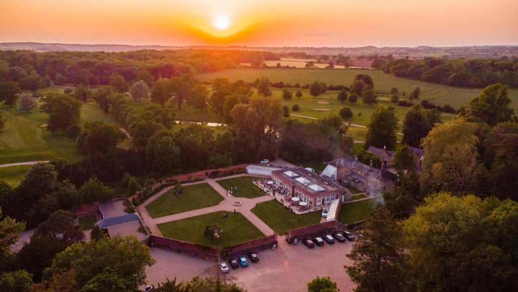 Orchardleigh House external grounds aerial shot