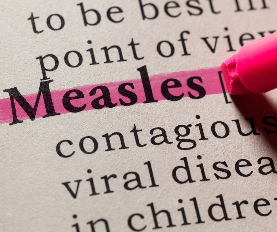 Measles text covered in pink highlighter