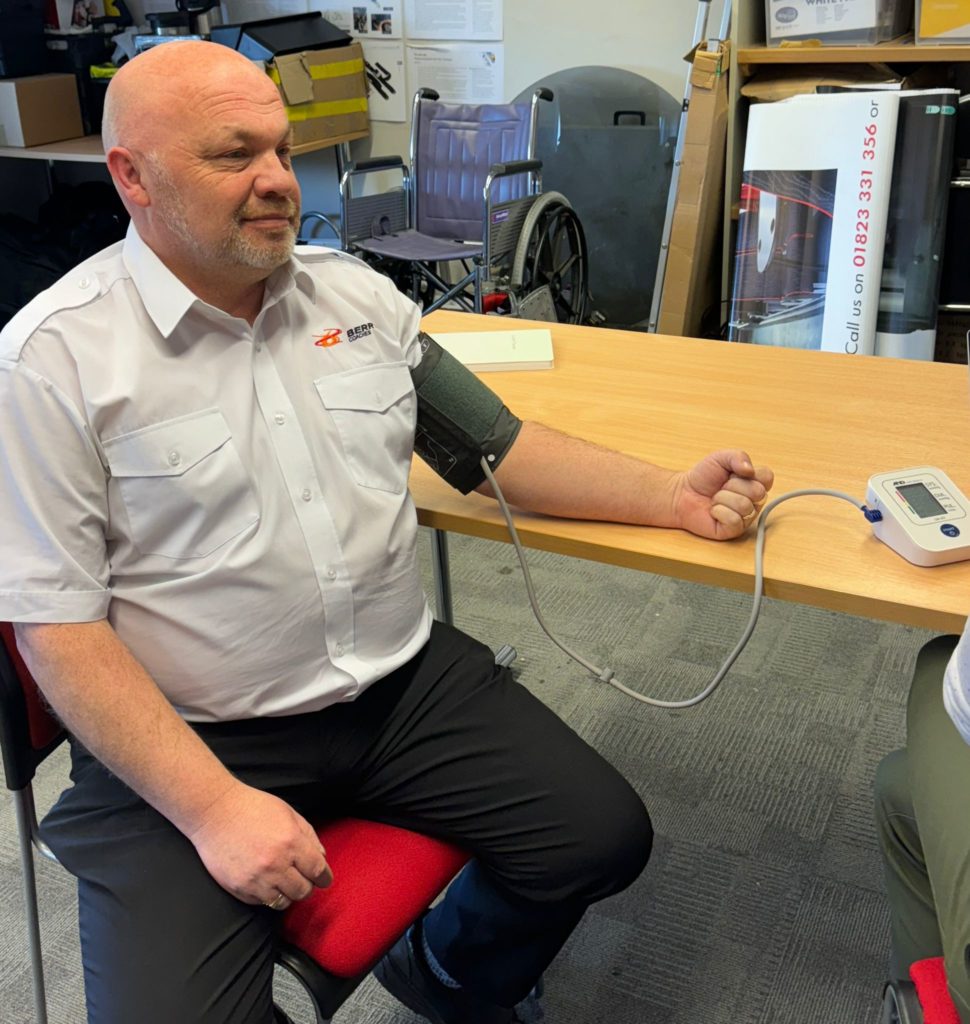 Alec Billen - Courier Manager at Berry's Coaches getting a blood test