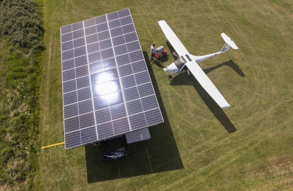 An electric Velis which is being used for pilot training.