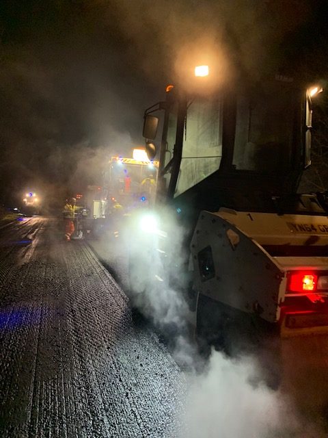 Night time road work