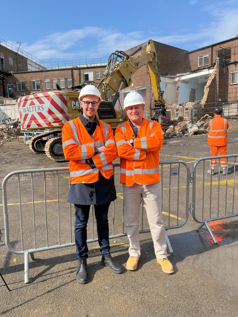 Councillor Mike Rigby and Yeovil MP Adam Dance during demolition.