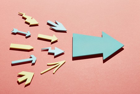 Graphic showing a series of coloured arrows