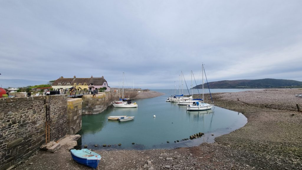 A scenic image of the harbour at Porlock Weir.