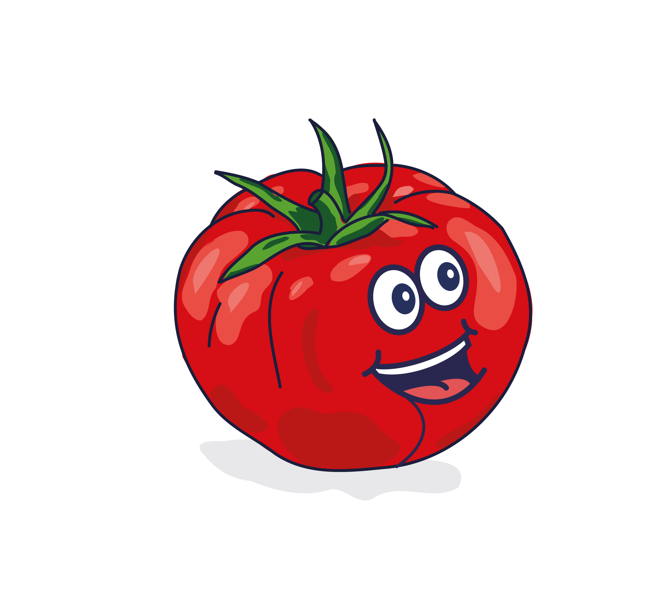 Cartoon tomato with a smiling face