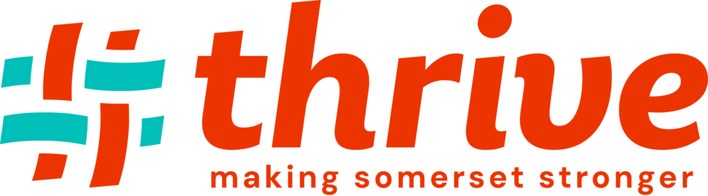 Thrive, the Community Council for Somerset logo.
