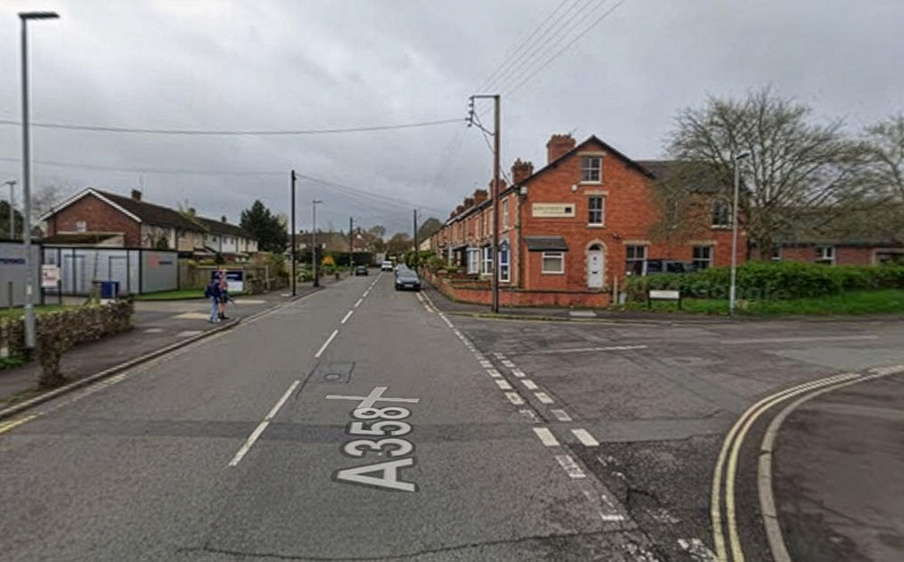 Google Street View of A358 in Chard where drainage improvements and gas mains upgrade were completed as part of a £1.7m project.