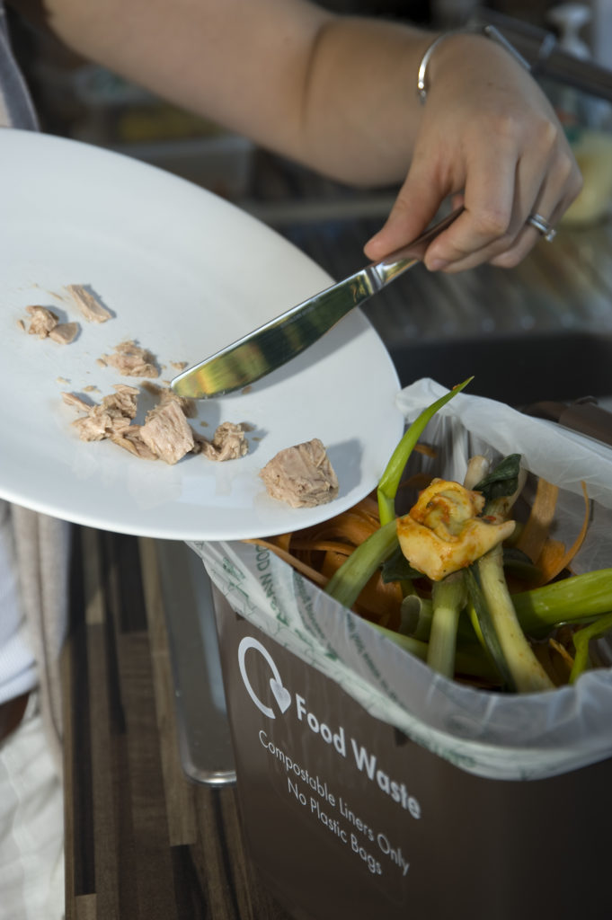 Food waste added to the kitchen caddy