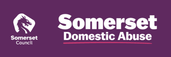 Somerset Council logo next to the words 'Somerset Domestic Abuse' on a purple background