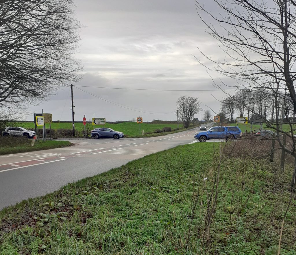 An image of Whitnell Corner junction near West Horrington in Somerset