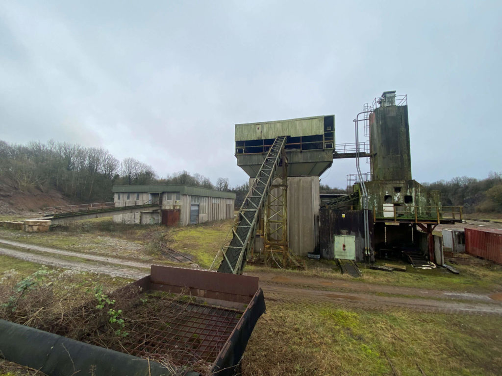 two abandoned industrial structures