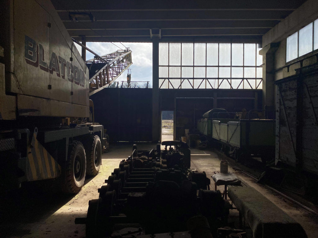 A hanger housing a large industrial vehicle