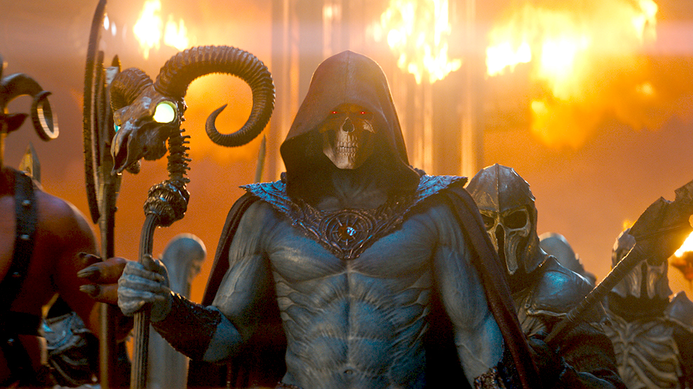 Official screenshot from Amazon MGM Studios’ 2026 Masters of the Universe film featuring Jared Leto as the villain Skeletor.