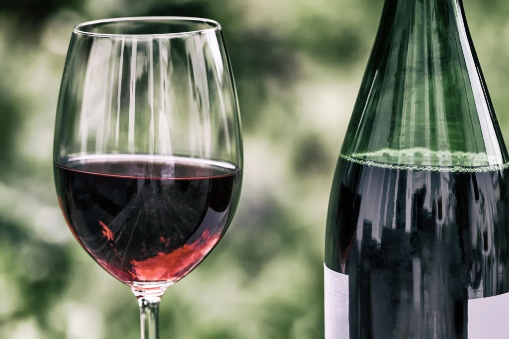 Wine glass and bottle